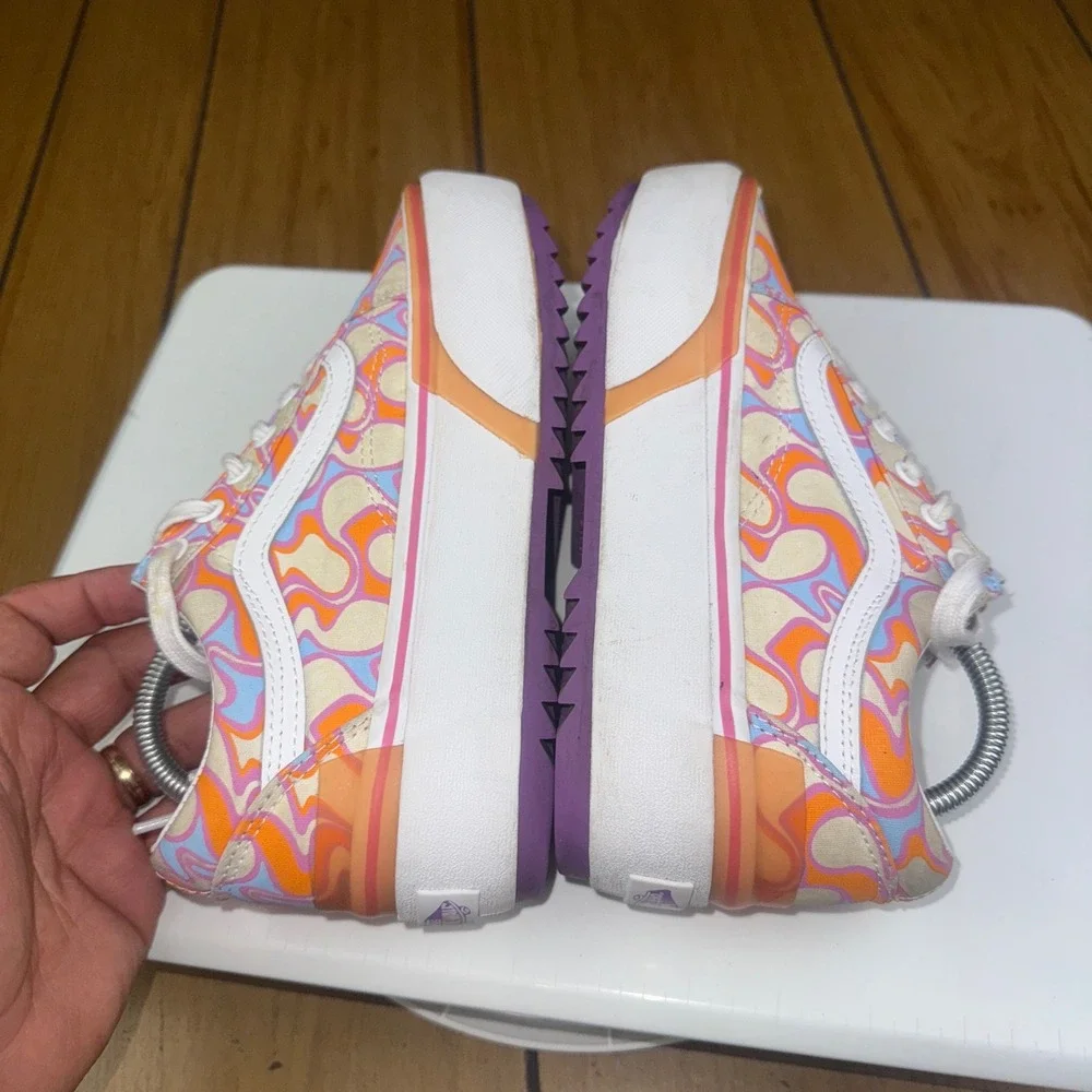 Vans Old‎ Skool Platform Psychedelic Swirl Orange Blue Low Top Shoes Womens 6